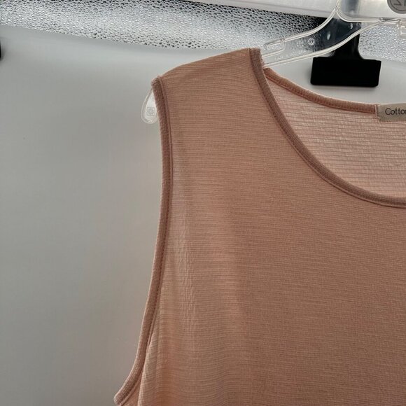 Cotton Bleu Women's Sleeveless Textured Ruffle Hem Top Peach Size XL - Picture 3 of 9